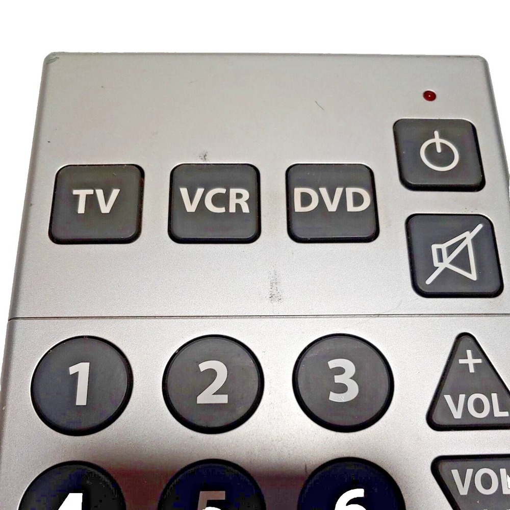 Living Solutions Big Button Universal Remote Control TV VCR DVD Silver Tone - Picture 4 of 5
